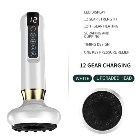 Electric Vacuum Cupping Massager with Infrared Heat & Gua Sha Vacuum Cupping Massager Oasis Select White 12speed charging, USB