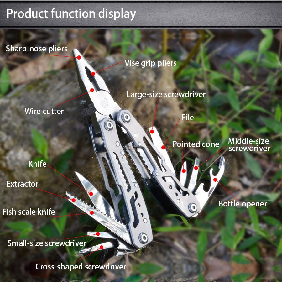 Stainless Steel 9-in-1 Multi-Tool Pliers for Camping & Hiking Multi-Tool Pliers Oasis Select