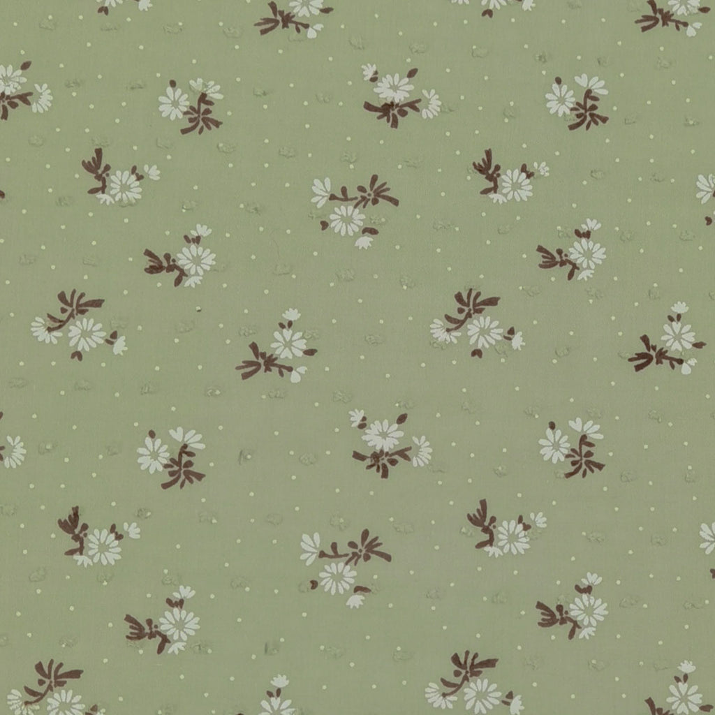Daisy Embroidery Cotton Fabric 140cm – Kids Dress & Sewing Embroidery Cotton Fabric Oasis Select Light green