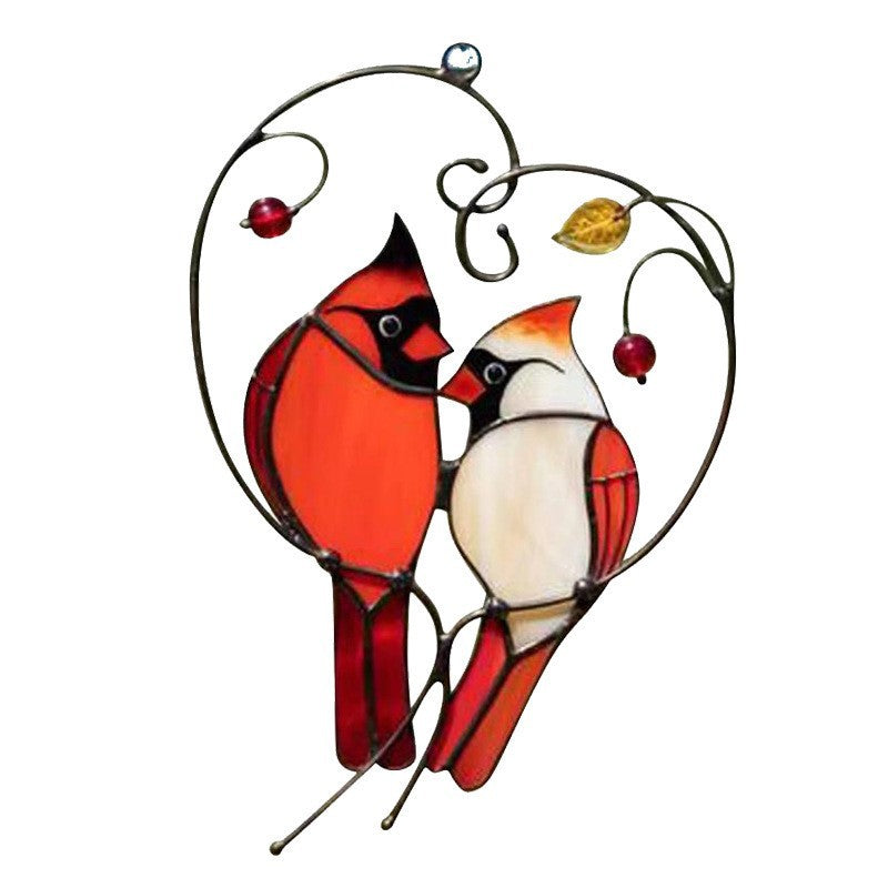Alloy Double-Sided Oil Drip Bird Hanging Wall Decoration Hanging Wall Decoration Oasis Select Love bird / Acrylic printing