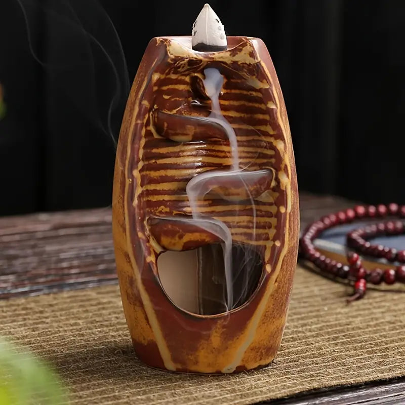 Ceramic Backflow Incense Burner | Waterfall Effect Home Decor Incense Burner Oasis Select