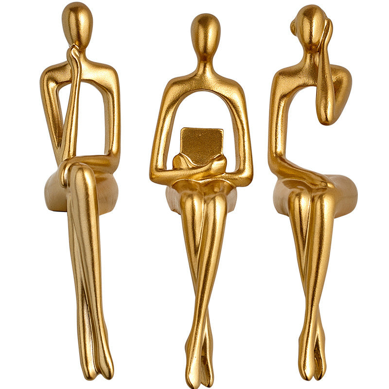 Abstract Sitting Figure Resin Sculpture | Modern Home Decor Decorative Figurine Oasis Select