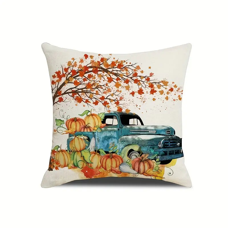4-Pack Linen Pumpkin Throw Pillow Covers 18x18" – Fall Décor Decorative Pillow Covers Oasis Select