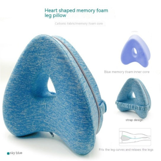 Heart-Shaped Memory Foam Leg Pillow | Better Sleep Support Memory Foam Leg Pillow Oasis Select Heart shaped sky blue 25x23x13cm