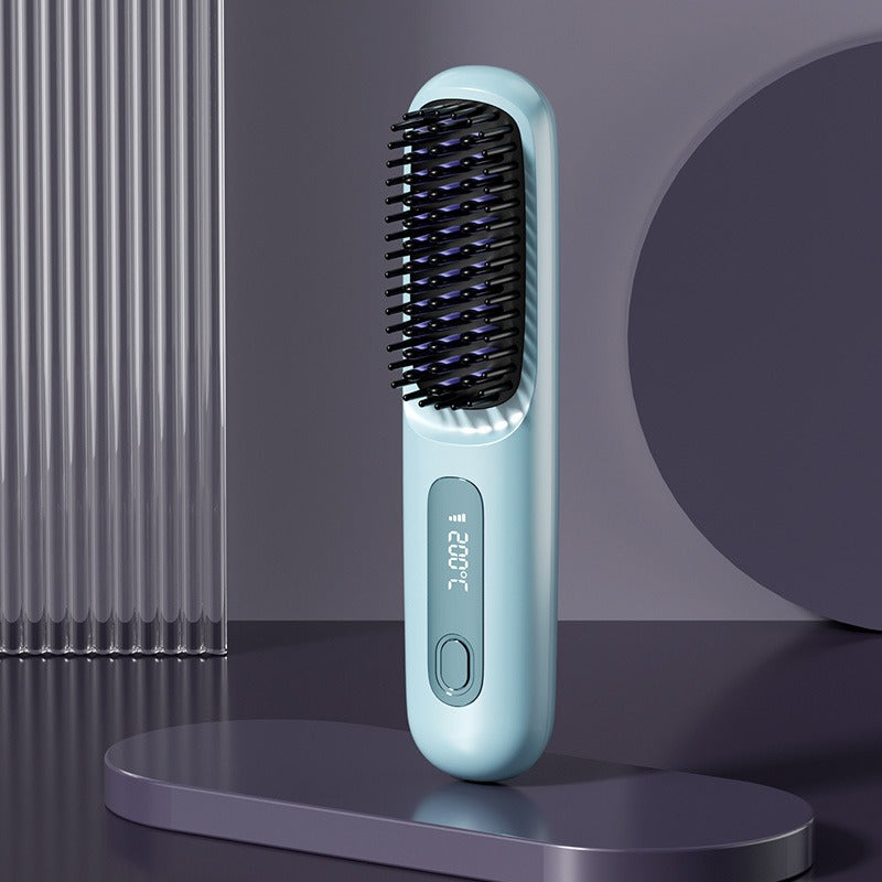 GoBrush PRO Cordless Straightening Brush | Travel Hair Tool Cordless Hair Brush Oasis Select Blue Standard