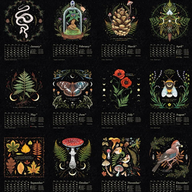 Dark Forest Lunar Animal Calendar – Illustrated Wall Calendar Illustrated Wall Calendar Oasis Select