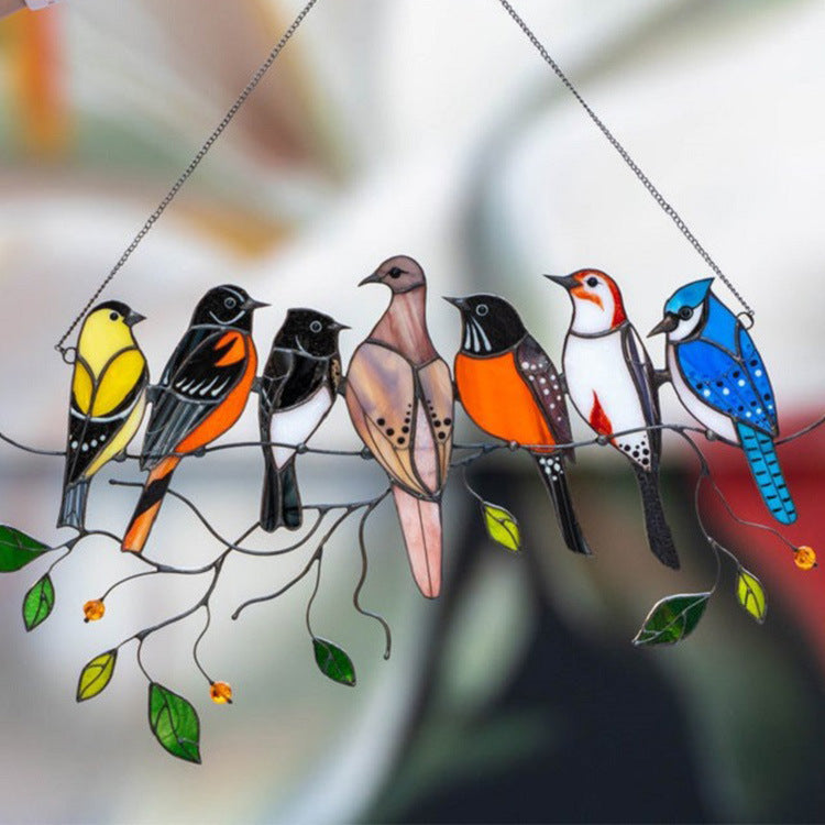 Alloy Double-Sided Oil Drip Bird Hanging Wall Decoration Hanging Wall Decoration Oasis Select Seven birds / Alloy drop oil