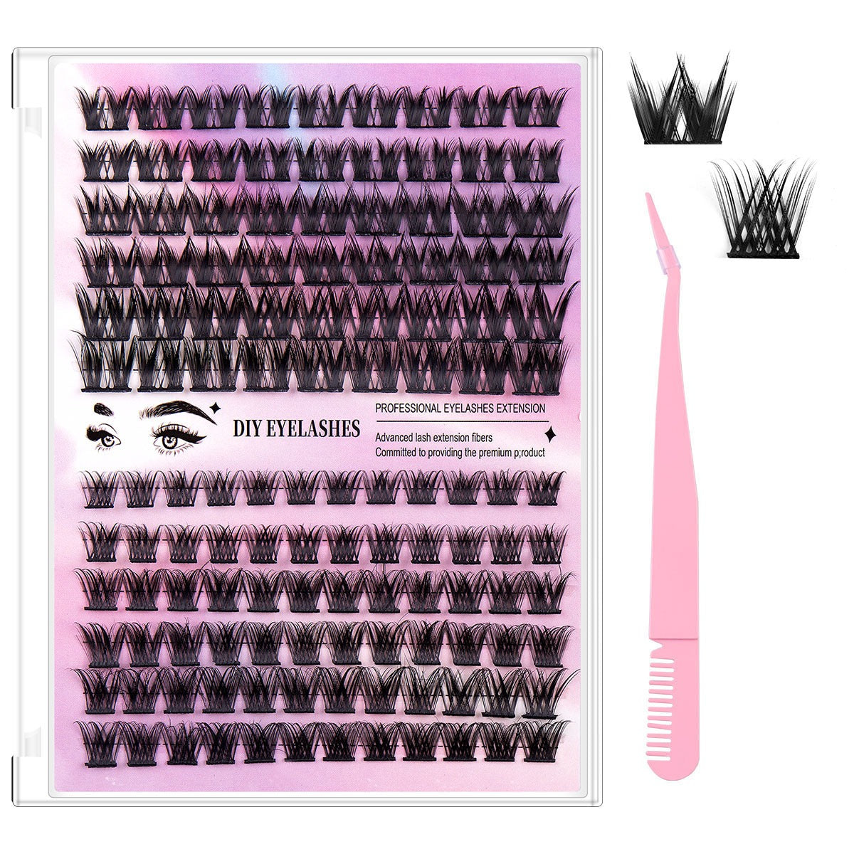 Segmented Fishtail False Eyelashes DIY Lash Kit | Oasis Select False Eyelash Kit Oasis Select Pink Tweezers Style2