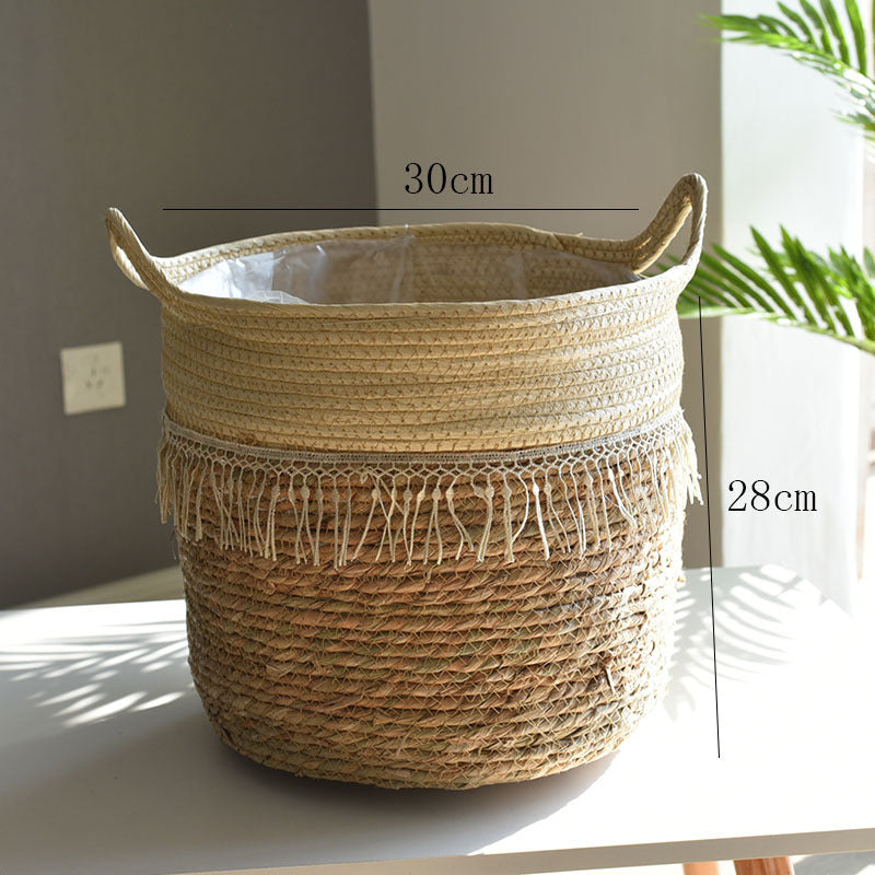 Large Woven Flower Pot Set | Nordic Boho Indoor Planter Woven Indoor Planter Oasis Select