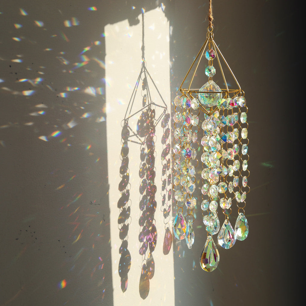 Golden Sun Catcher AB Crystal Pendant | Rainbow Light Decor Crystal Sun Catcher Oasis Select