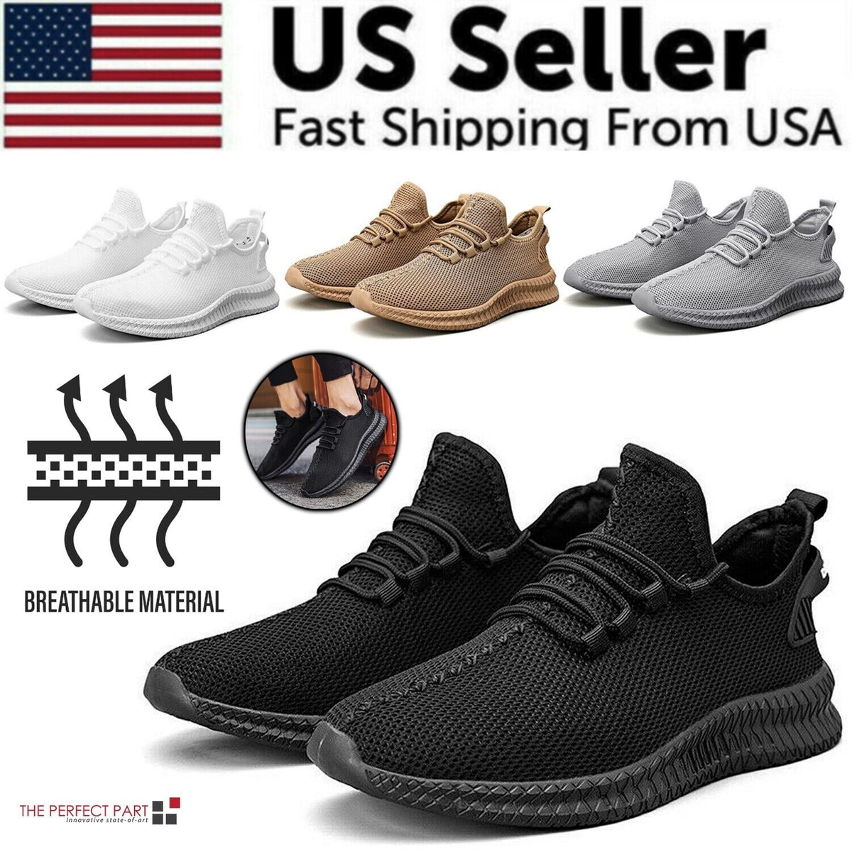 Men's Breathable Knit Mesh Running Sneakers | Athletic Shoes Athletic Running Sneakers Oasis Select