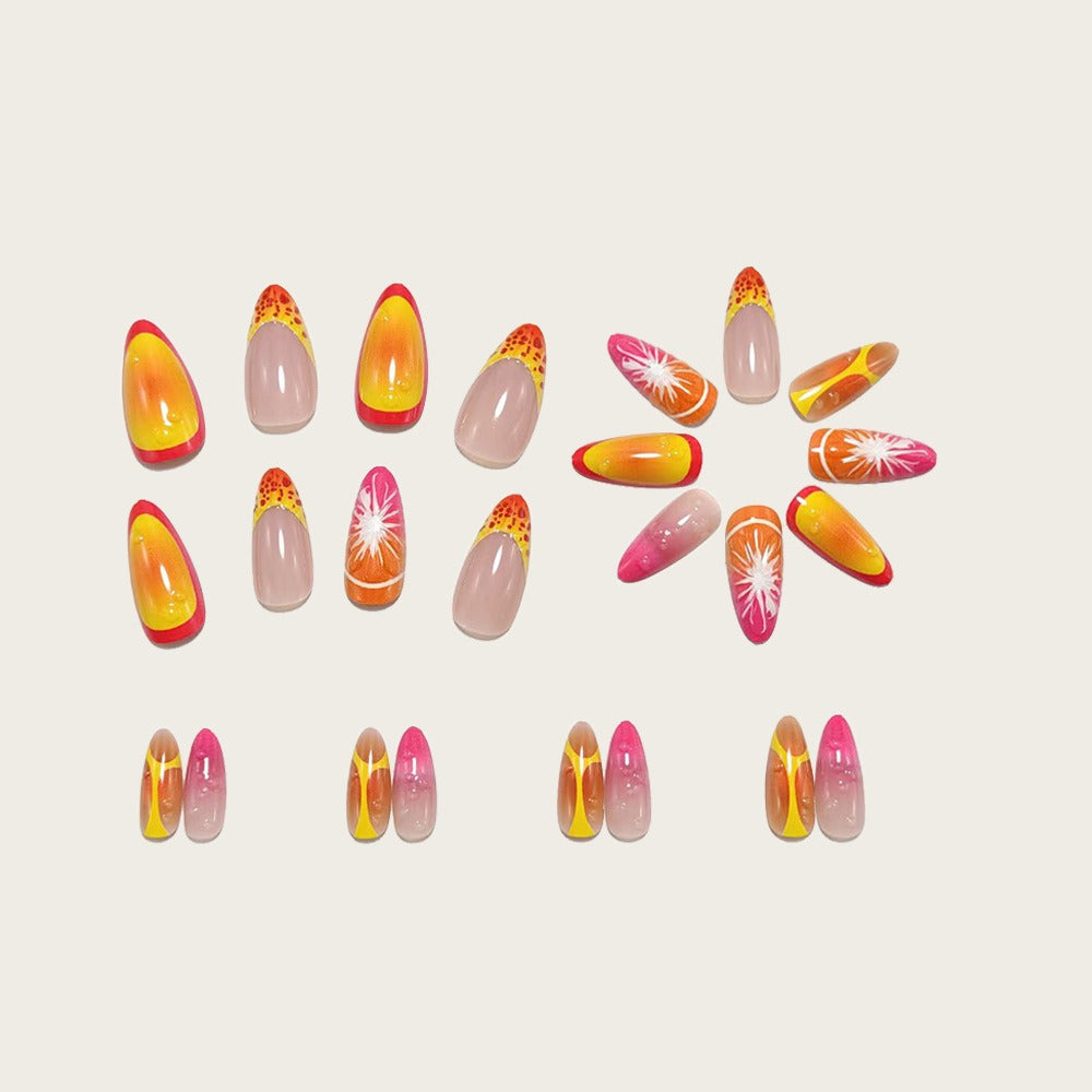 3D Resin Almond Press-On Nails | Jelly Design, Reusable Kit Press-On Nail Set Oasis Select