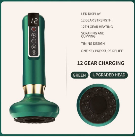 Electric Vacuum Cupping Massager with Infrared Heat & Gua Sha Vacuum Cupping Massager Oasis Select Green 12speed charging, USB