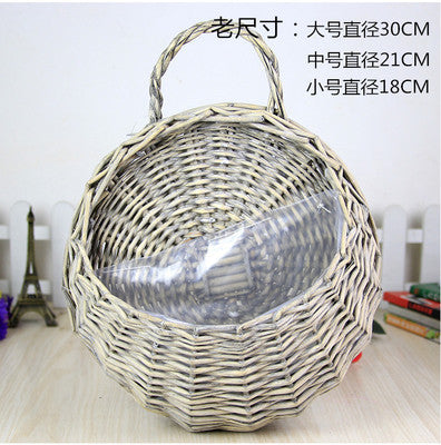 Wicker Wall-Mounted Hanging Basket for Flowers & Plants Wicker Wall Planter Oasis Select Do old gray 20cm
