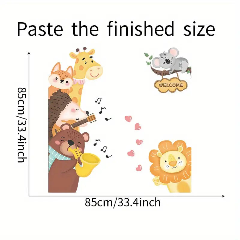 Cartoon Animal Wall Stickers for Kids' Rooms – 2 Sheets PVC Kids Wall Stickers Oasis Select