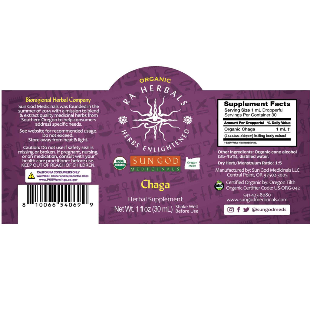 Organic Chaga Mushroom Tincture | Immune Support Extract Mushroom Tincture Oasis Select