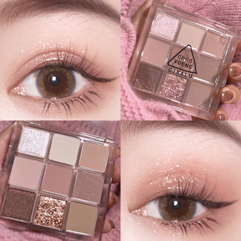DIKALU Sunset Glow 9-Color Eyeshadow Palette | Matte & Shimmer Eyeshadow Palette Oasis Select 04# Taro Powder Purple