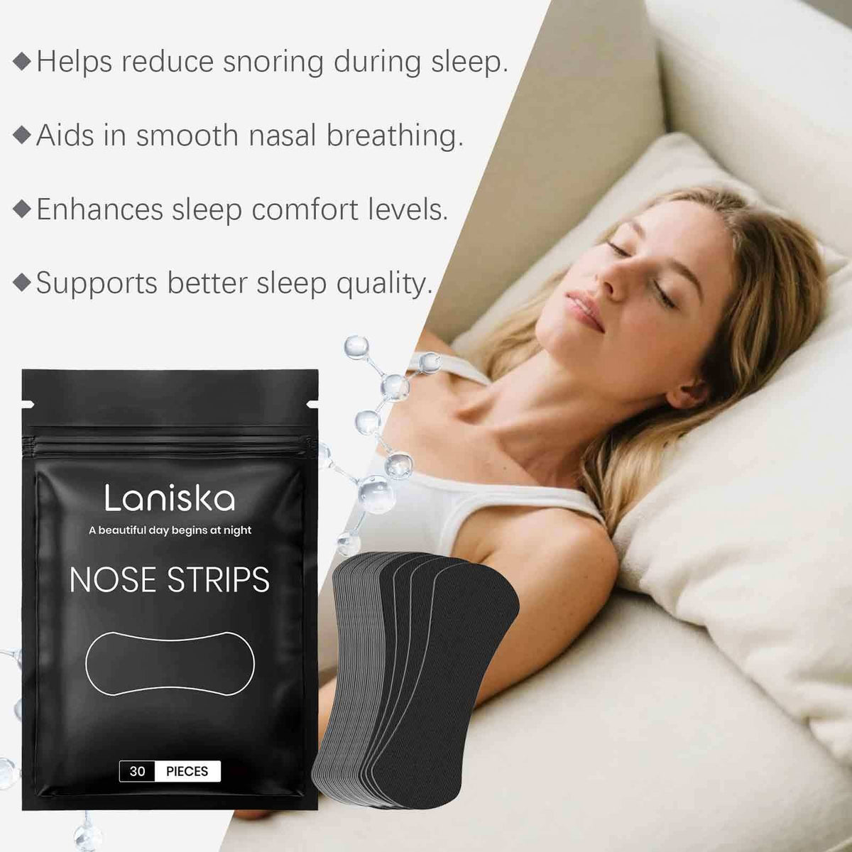 Lavender & Mint Nasal Strips for Better Sleep – 30 Pack Nasal Breathing Strips Oasis Select