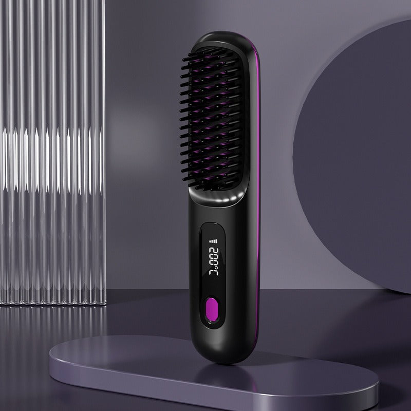 GoBrush PRO Cordless Straightening Brush | Travel Hair Tool Cordless Hair Brush Oasis Select LCD Black English Standard