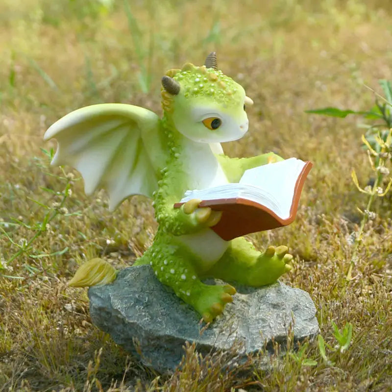 Cartoon Dinosaur Reading Book Resin Figurine | Home Décor Resin Figurine Oasis Select
