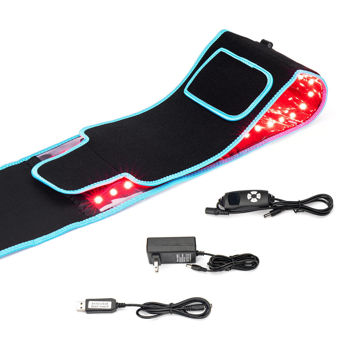 Red Light Infrared Therapy Waist Belt – 660nm & 850nm Light Therapy Belt Oasis Select European gauge adapter / Blue (external remote control version)