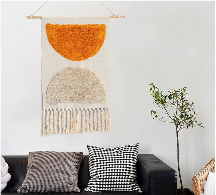 Nordic Woven Tapestry Wall Hanging with Fringe | 50x70cm Decorative Wall Tapestry Oasis Select Style7 50X70