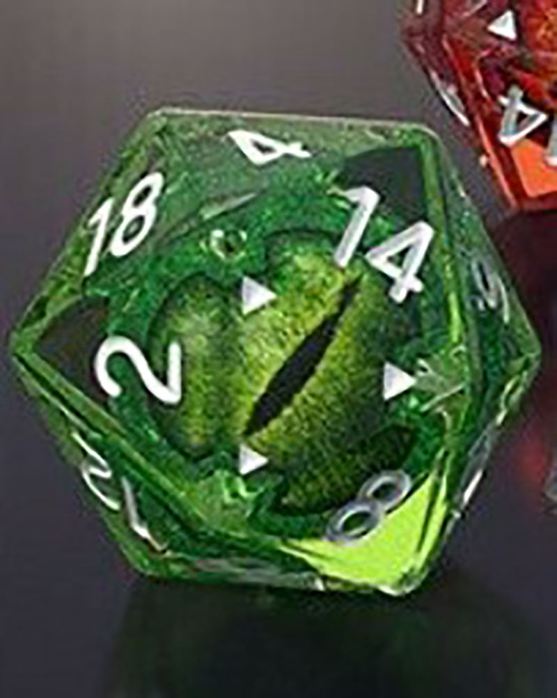 Dragon Eye Crystal Resin Dice Set | Colorful Polyhedral D20 Polyhedral Dice Set Oasis Select Green