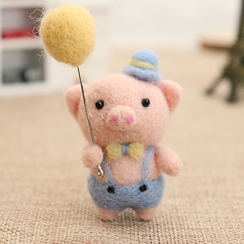 Wool Felt DIY Kit – Beginner Handmade Piggy Dolls | 4 Styles Felt Craft Kit Oasis Select Balloon pig