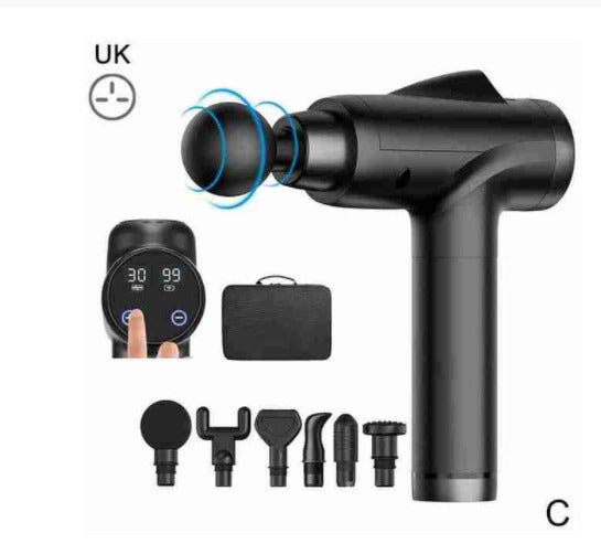 LCD Electric Massage Gun – Handheld Muscle Recovery Tool Electric Massage Gun Oasis Select Black UK Plug