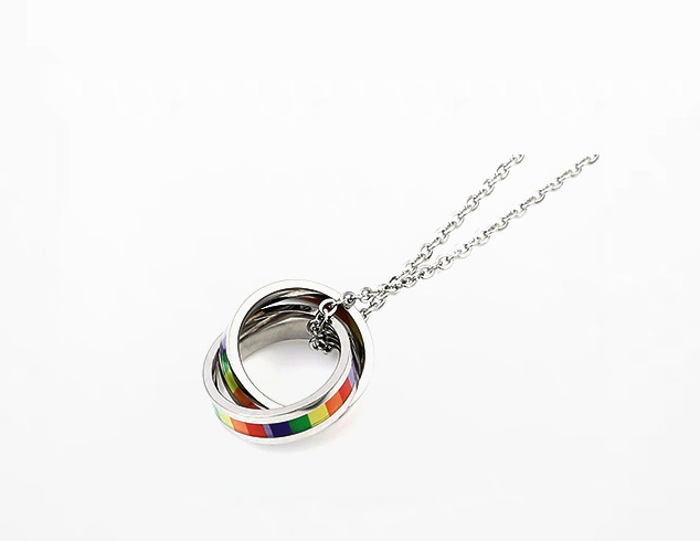 Rainbow Pride Titanium Steel Couple Necklace | Silver 50cm Couple Necklace Oasis Select