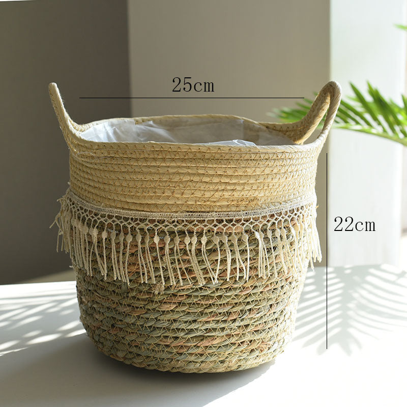 Large Woven Flower Pot Set | Nordic Boho Indoor Planter Woven Indoor Planter Oasis Select