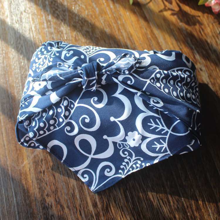 Traditional Japanese Furoshiki Lunch Wrap Cloth Furoshiki Wrap Cloth Oasis Select Phoenix blue 20*10*8cm