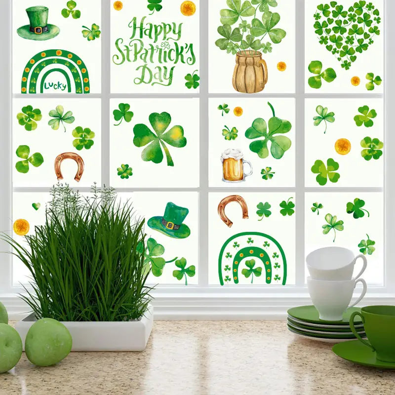 St. Patrick's Day Window Stickers – Set of 9 | 20x30cm Holiday Window Stickers Oasis Select
