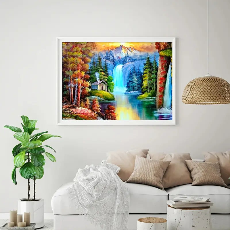 5D Diamond Painting Kit – DIY Waterfall Landscape Art Set Diamond Painting Kit Oasis Select