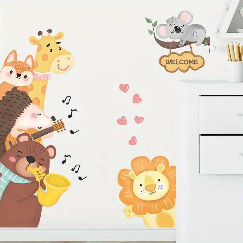 Cartoon Animal Wall Stickers for Kids' Rooms – 2 Sheets PVC Kids Wall Stickers Oasis Select