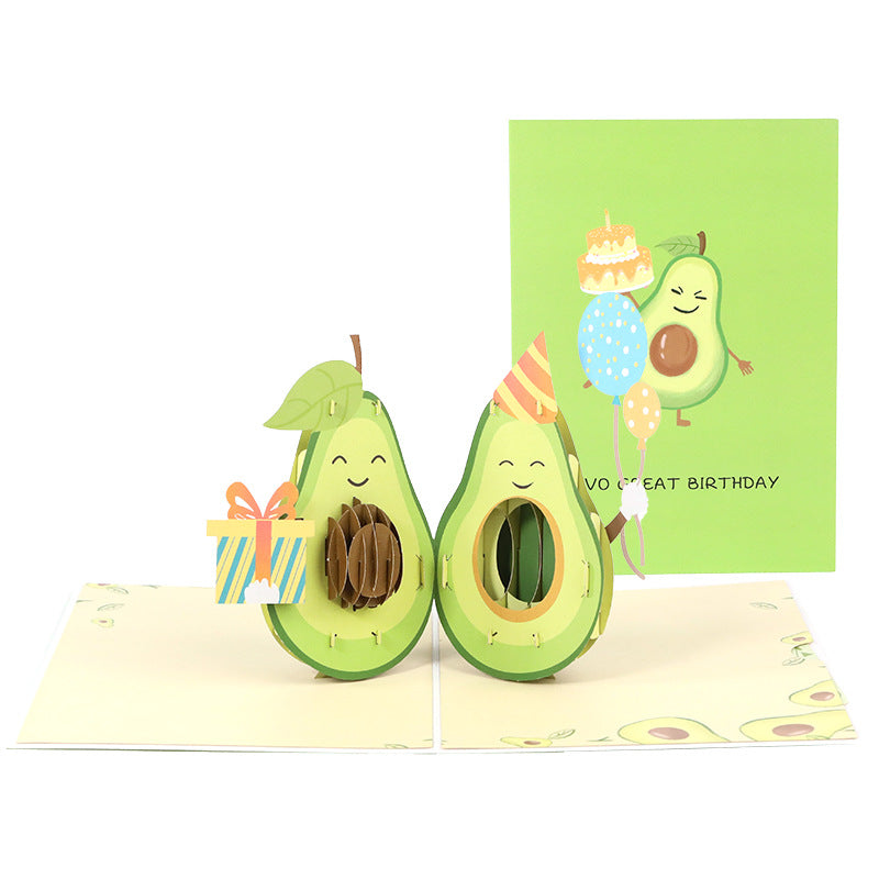 3D Avocado Birthday Card – Handcrafted Pop-Up Gift Card Pop-Up Greeting Card Oasis Select Avocado