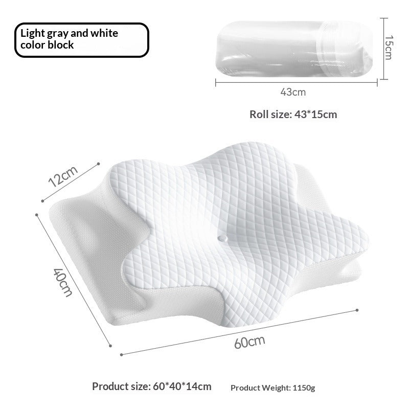 Slow Rebound Memory Foam Pillow – Ergonomic Cervical Support Memory Foam Pillow Oasis Select White Mesh Fabric 60X40X12cm