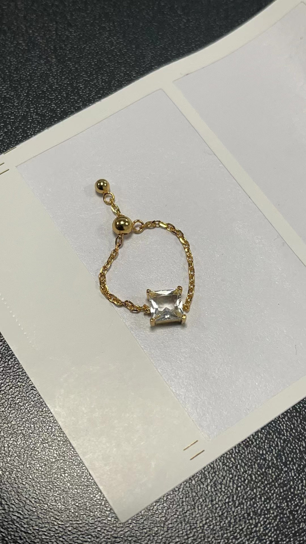 Adjustable Finger Chain Ring – Korean Style Silver Jewelry Fashion Ring Oasis Select Gold white square