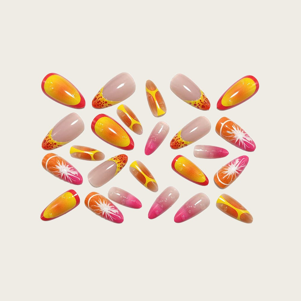 3D Resin Almond Press-On Nails | Jelly Design, Reusable Kit Press-On Nail Set Oasis Select