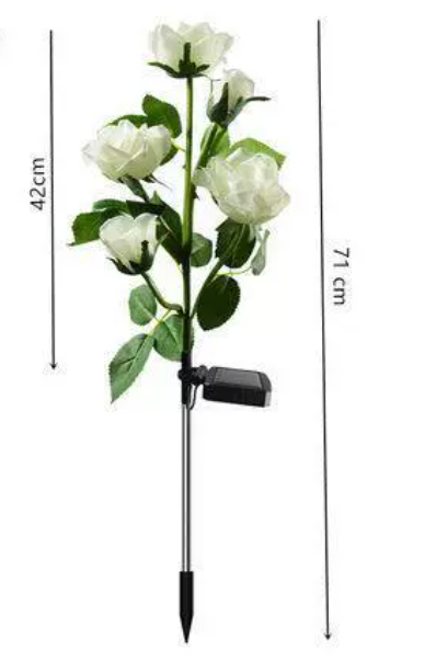 Color-Changing Solar Garden Rose Lights – Set of 5 Solar Garden Lights Oasis Select White 5 flowers