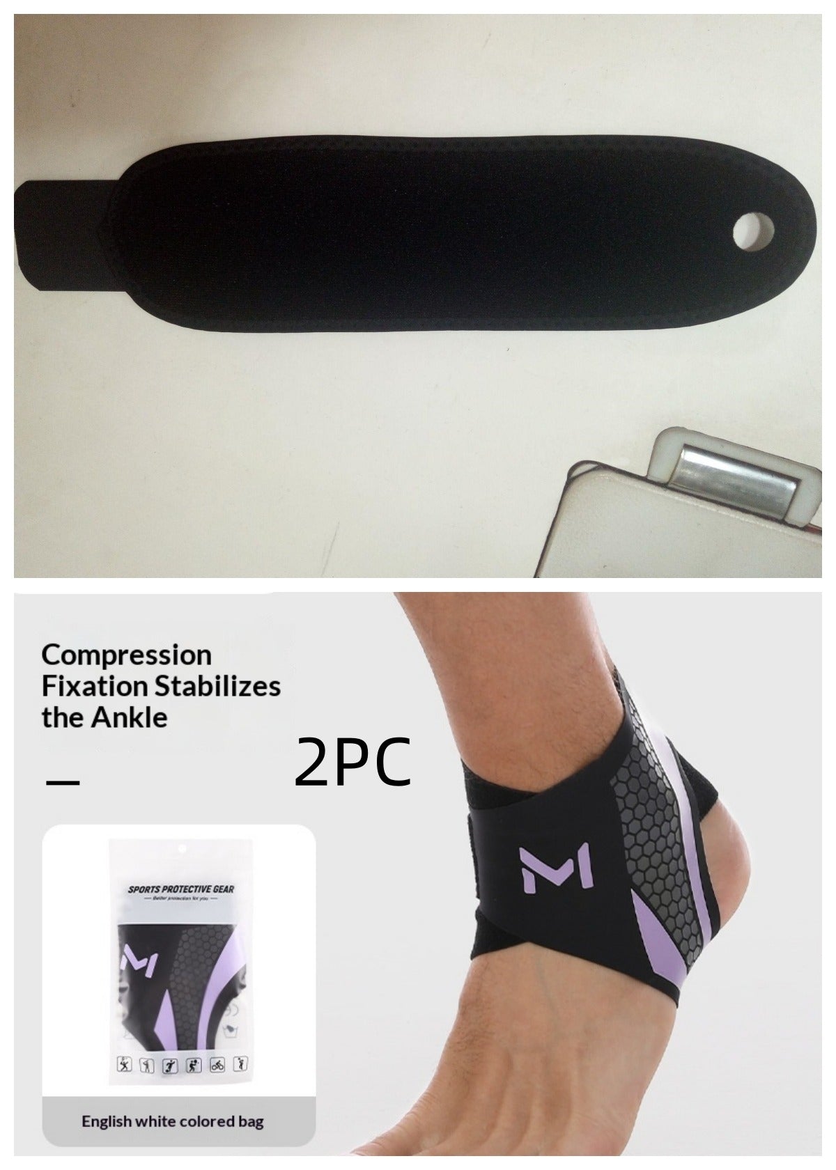 Ankle Compression Sleeve – Unisex Sport & Workout Support Ankle Compression Sleeve Oasis Select Average Size 1PCS Black And Purple Set