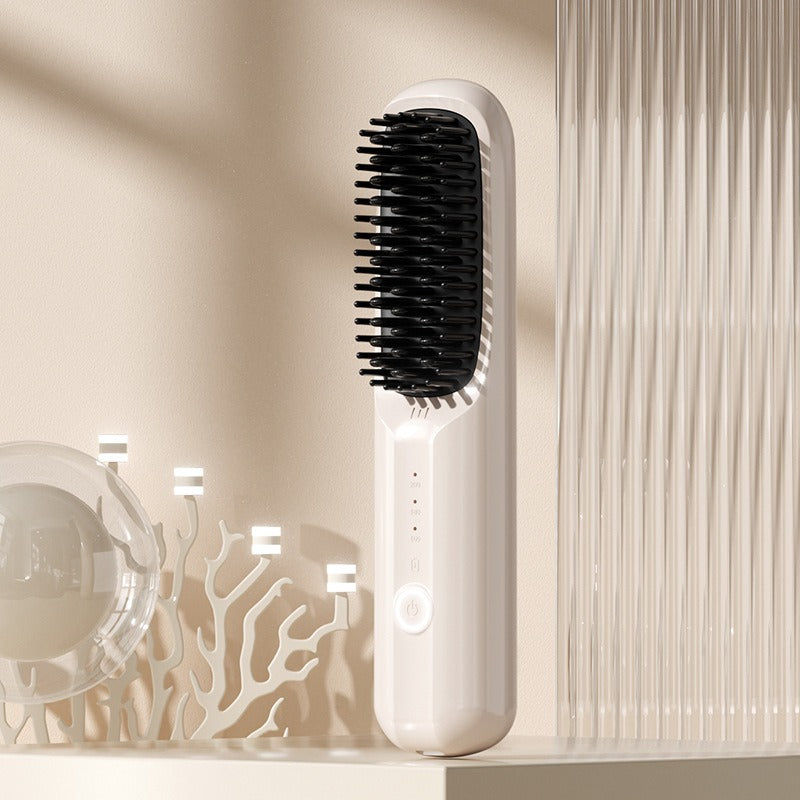 GoBrush PRO Cordless Straightening Brush | Travel Hair Tool Cordless Hair Brush Oasis Select White Standard
