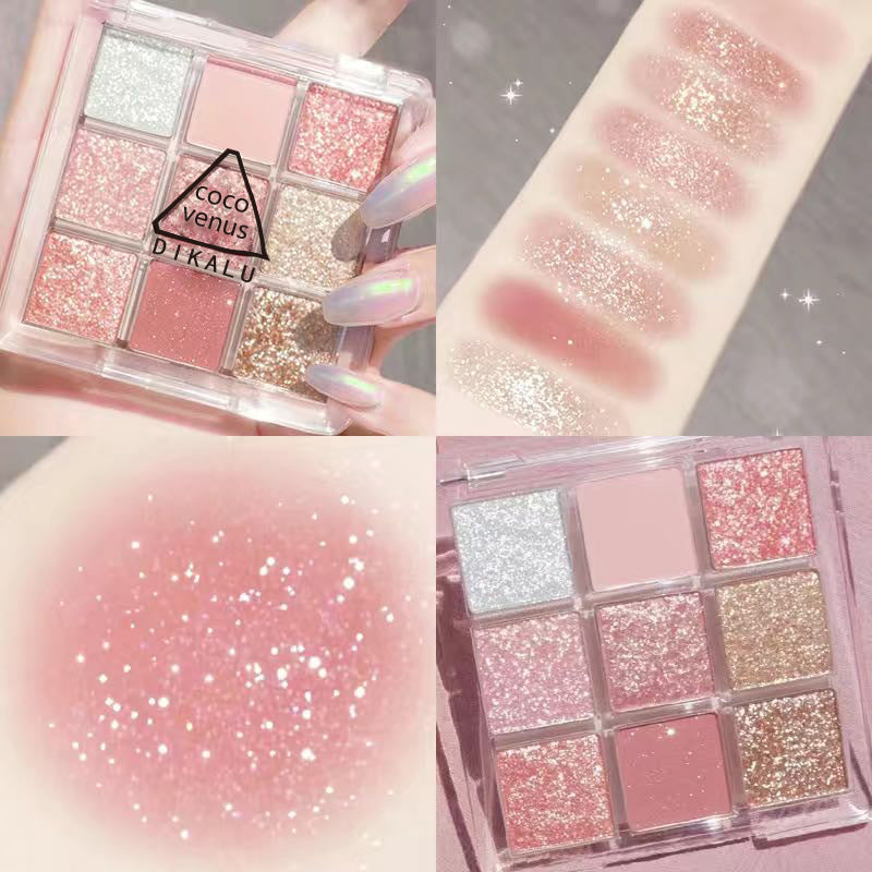 DIKALU Sunset Glow 9-Color Eyeshadow Palette | Matte & Shimmer Eyeshadow Palette Oasis Select Transparent 9-color 01# Sunset Sunset