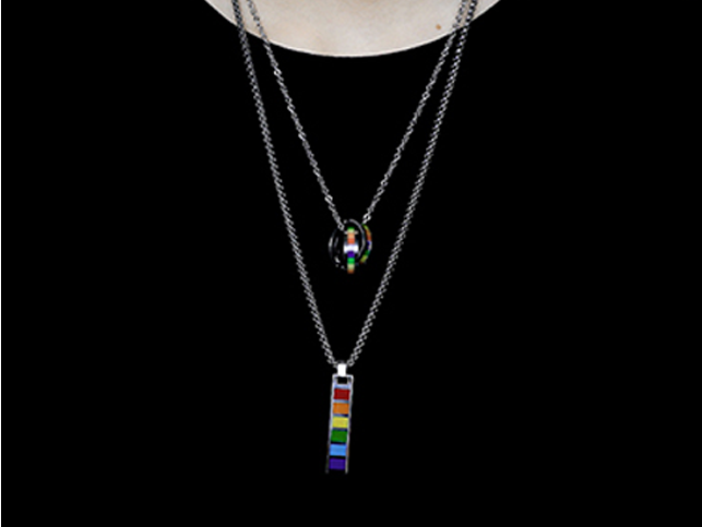 Rainbow Pride Titanium Steel Couple Necklace | Silver 50cm Couple Necklace Oasis Select