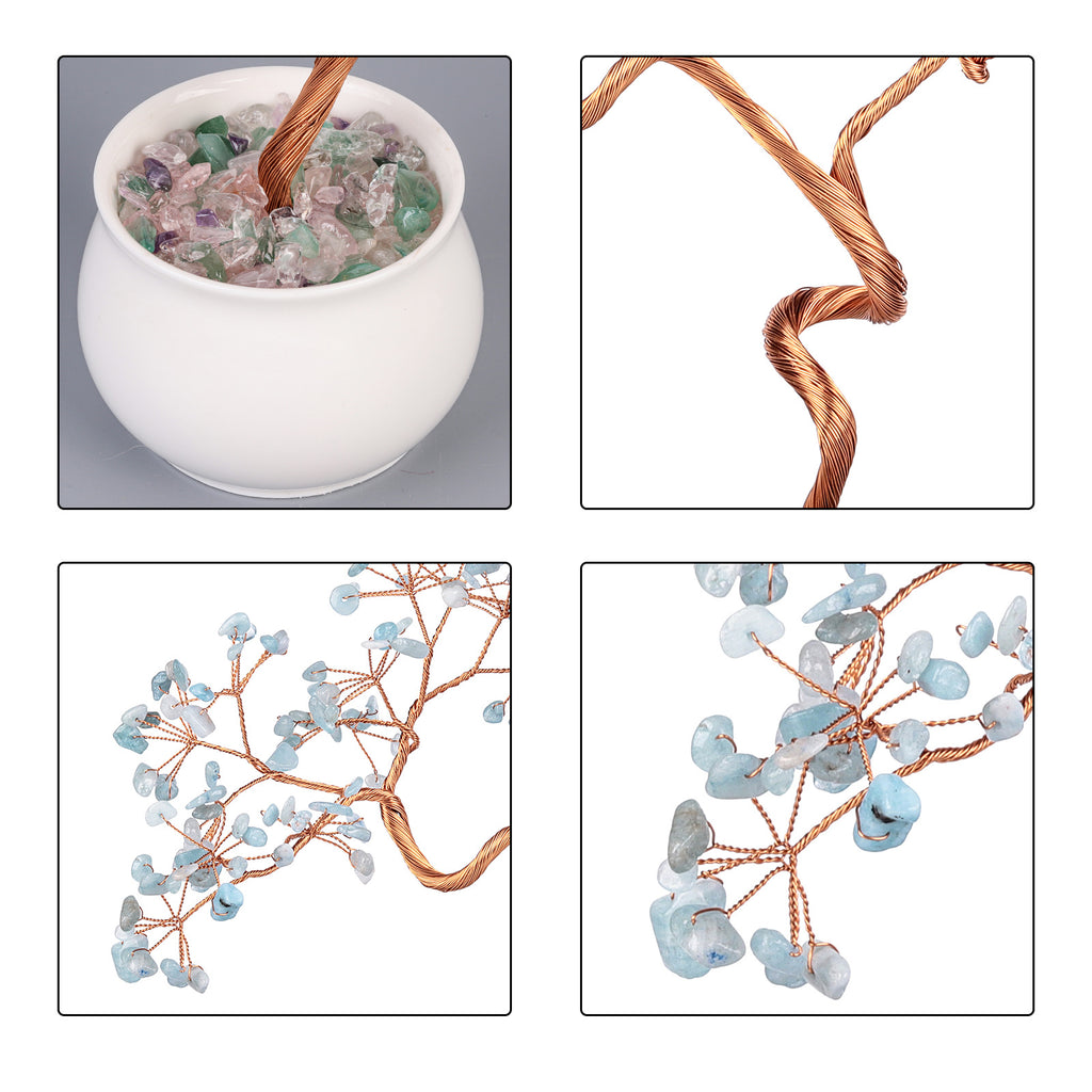 Natural Crystal Stone Tree with Ceramic Pot | Home Decor Crystal Decorative Tree Oasis Select