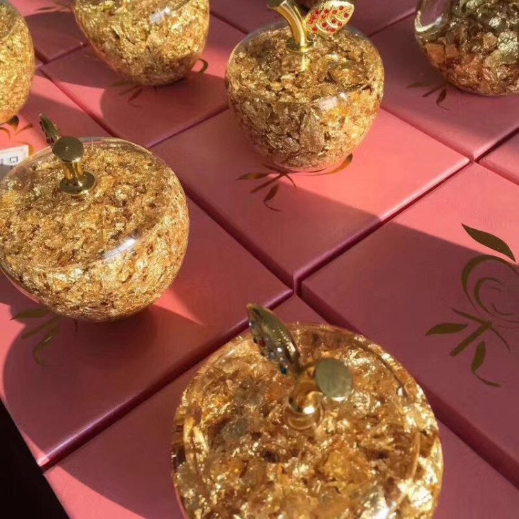 Gold Foil Plush Apple Christmas Ornament | Festive Decor Christmas Ornament Oasis Select