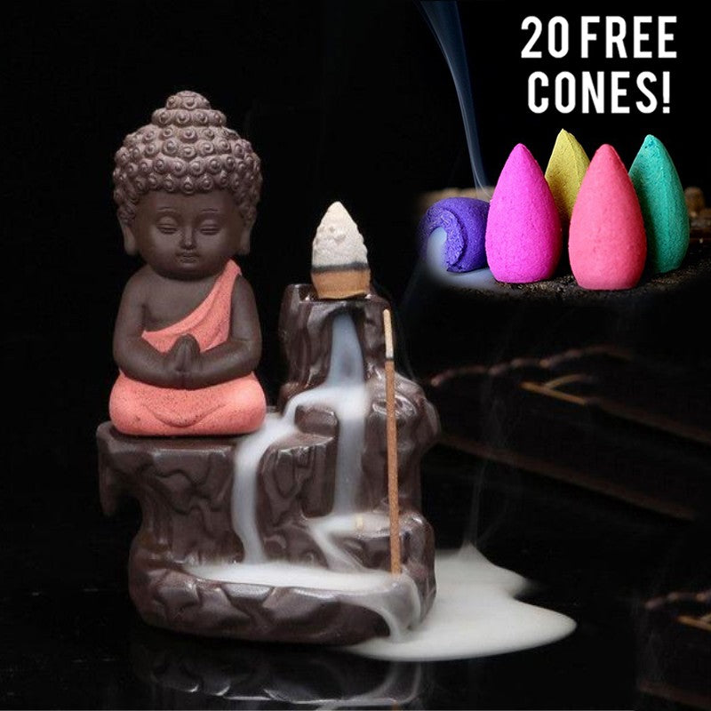 Purple Clay Monk Incense Burner | Ceramic Desktop Décor Incense Burner Oasis Select pink