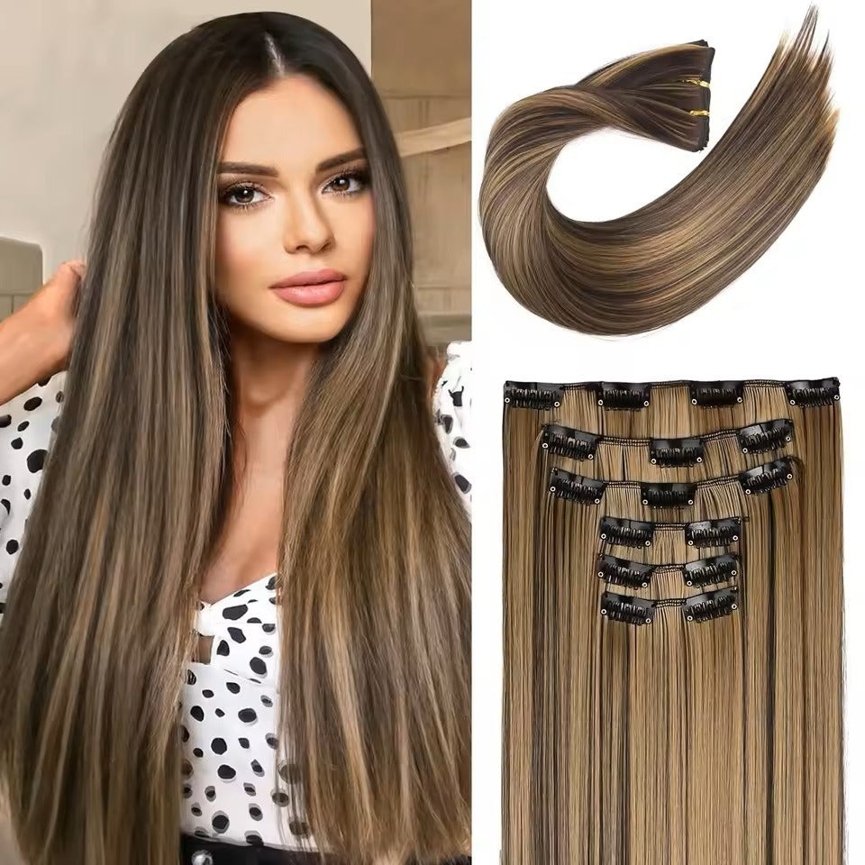 Clip-In Synthetic Hair Extensions 24 Inch | 16 Clips Clip-In Hair Extensions Oasis Select 4H27 Color 24 inch