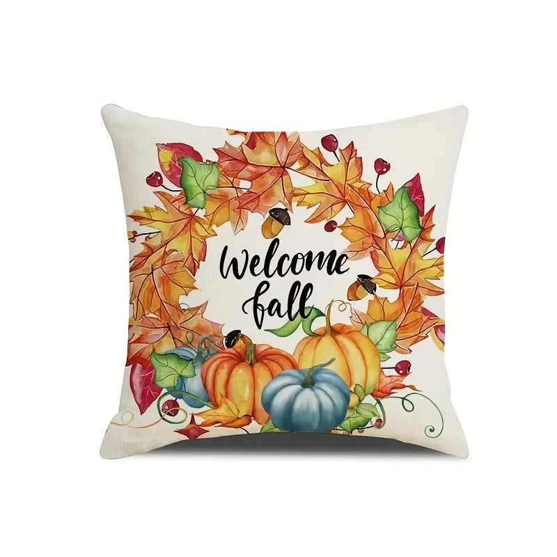 4-Pack Linen Pumpkin Throw Pillow Covers 18x18" – Fall Décor Decorative Pillow Covers Oasis Select