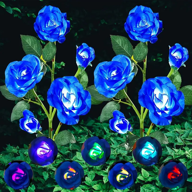 Color-Changing Solar Garden Rose Lights – Set of 5 Solar Garden Lights Oasis Select